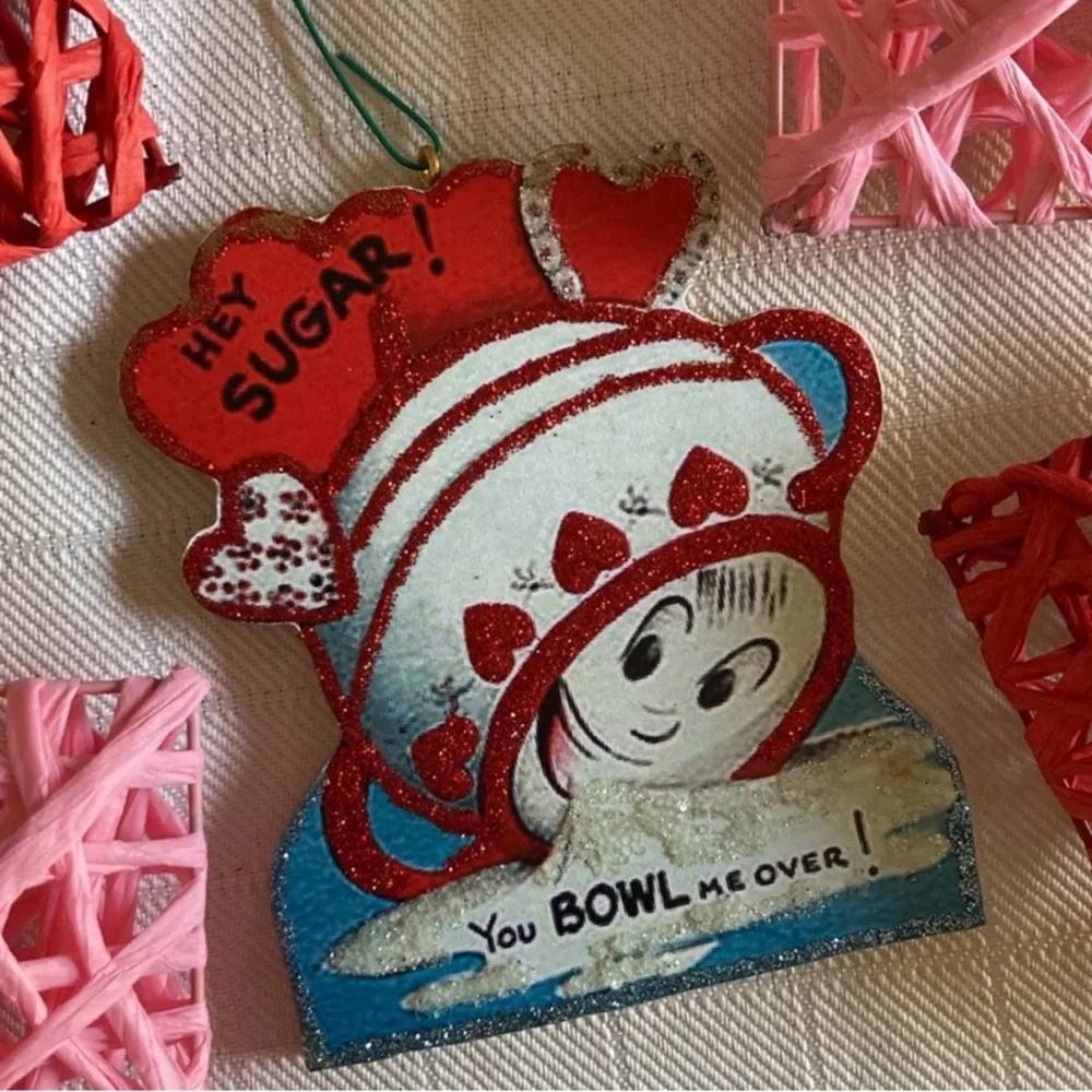 Handmade retro wooden Valentine’s Day ornament decorations x7